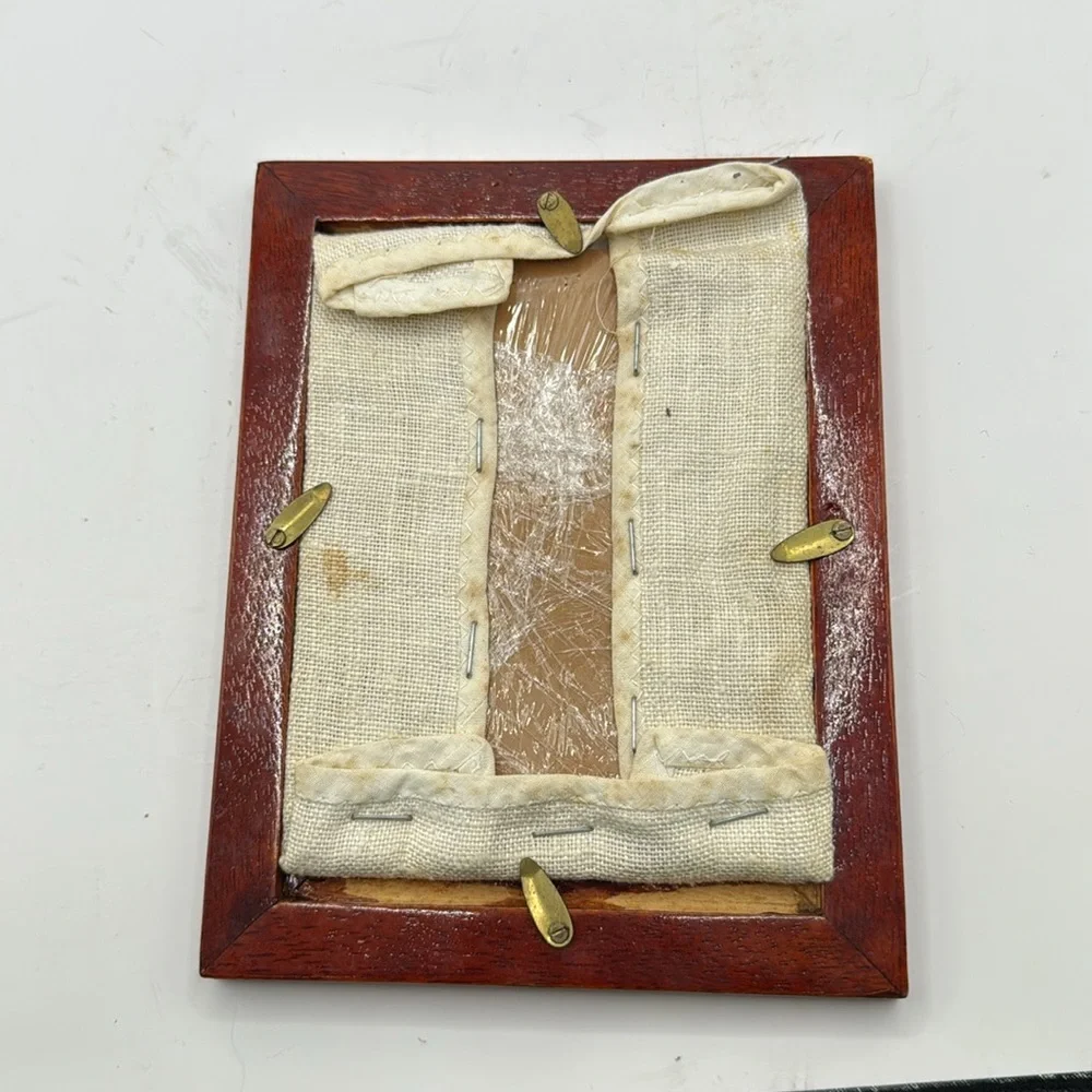 Vintage Embroidered Stitched Telephone Floral Rose Art Picture Frame Art Decor